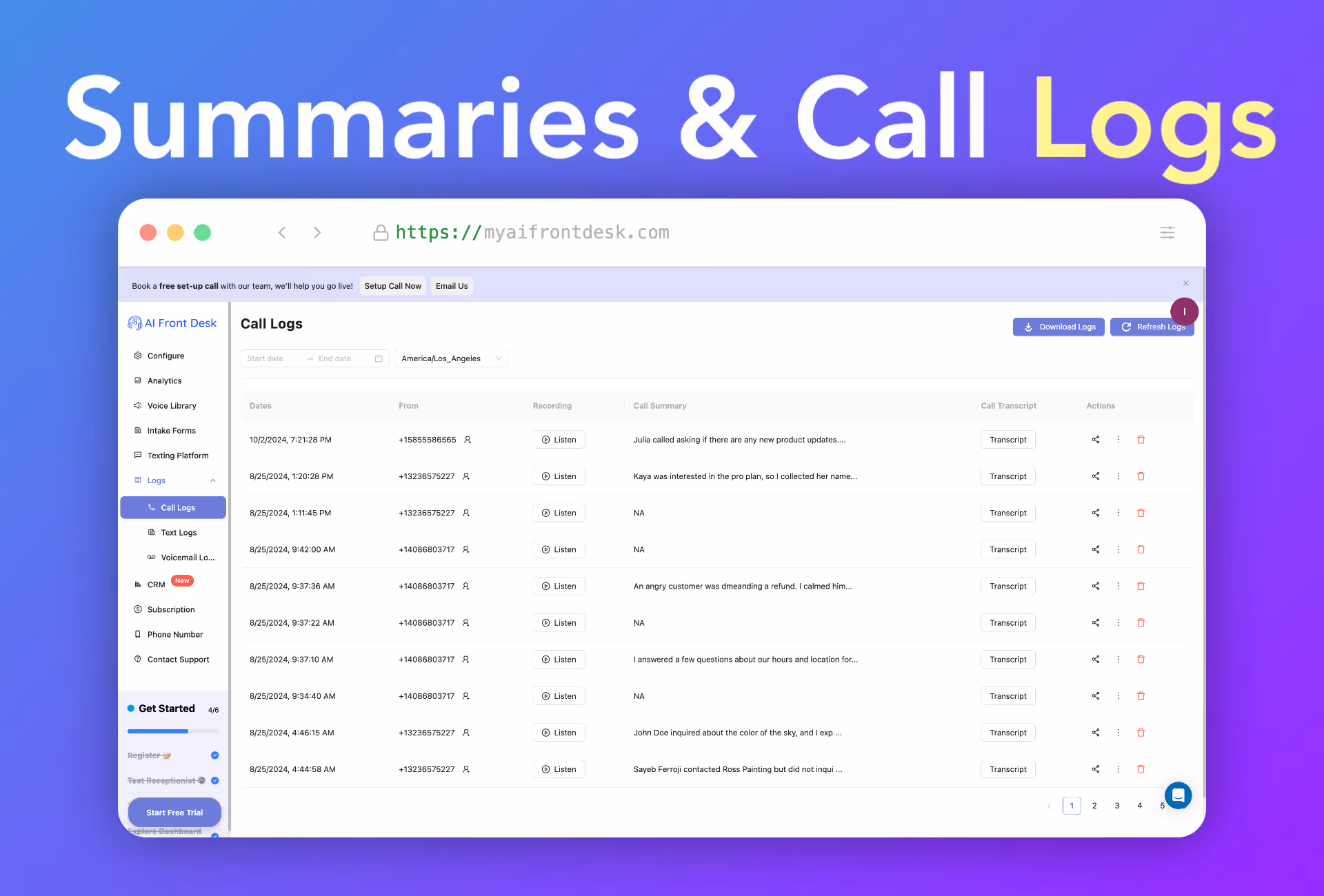 Summaries & Call Logs